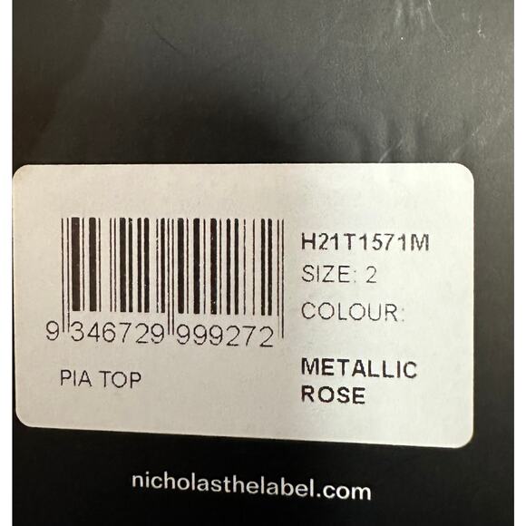 Nicholas PIA Square Neckline Sleeveless Crop Top Metallic Rose Size 2 New NWT - Picture 5 of 6